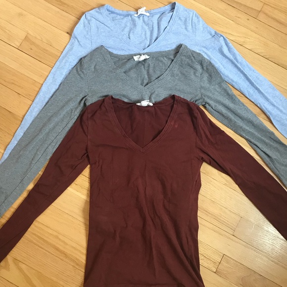 BUNDLE 3 Basic Long Sleeve Shirts Sz S Forever 21 - Picture 1 of 3